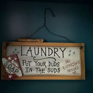 Rustic Laundry Room Sign with Wooden Frame